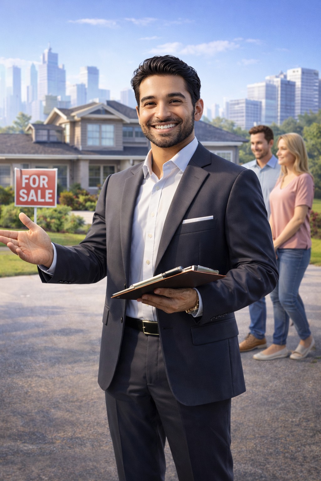 Real estate professional with clients